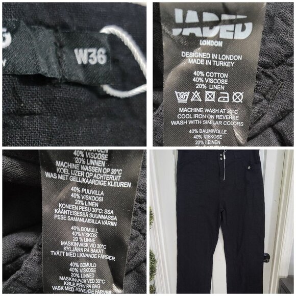 Jaded London Women Black Wide Leg Pants Flat Front‎ Double Button Waist Size W36 - Picture 6 of 10